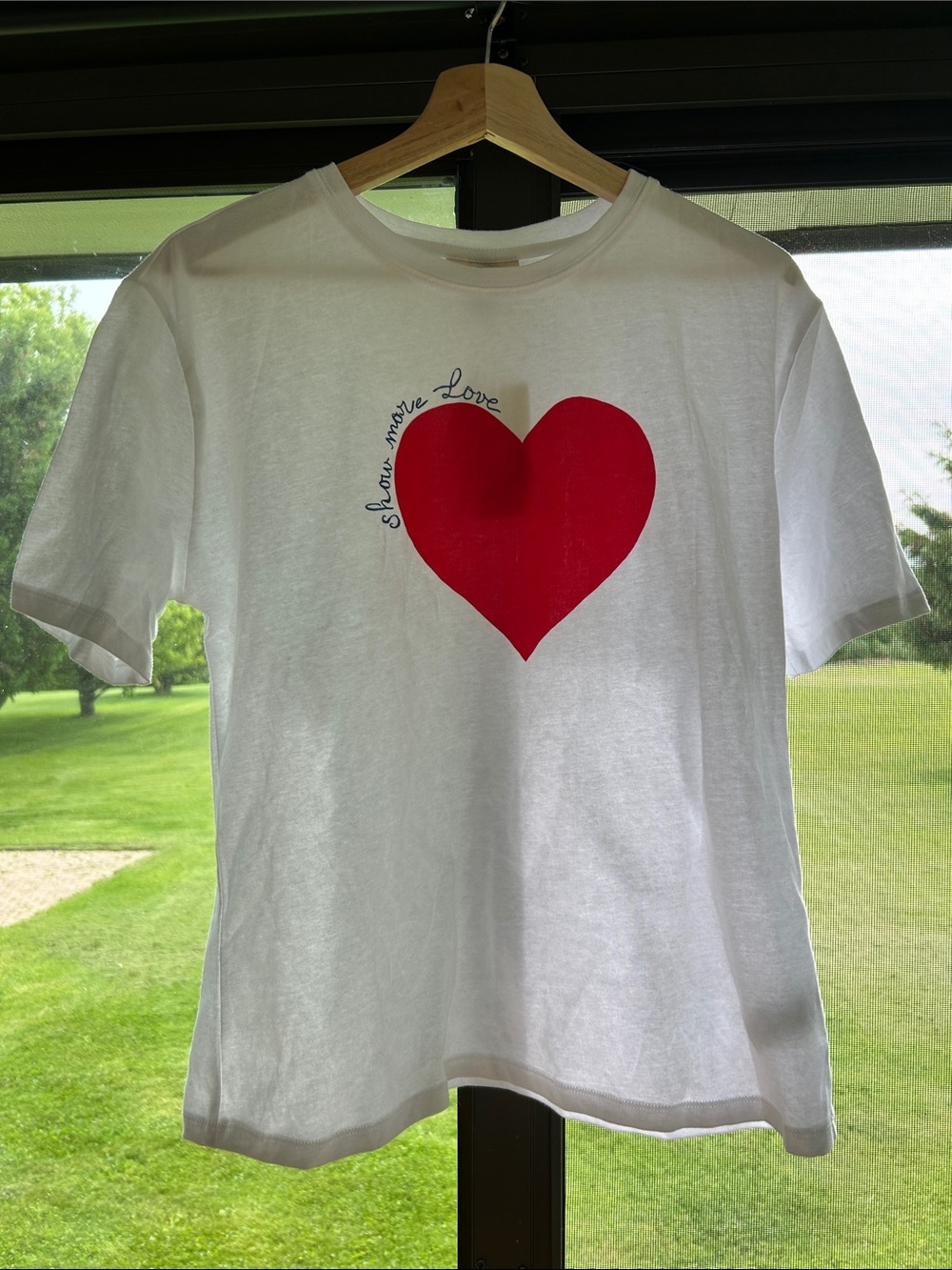 Universal Thread White Tee with Red Heart Graphic